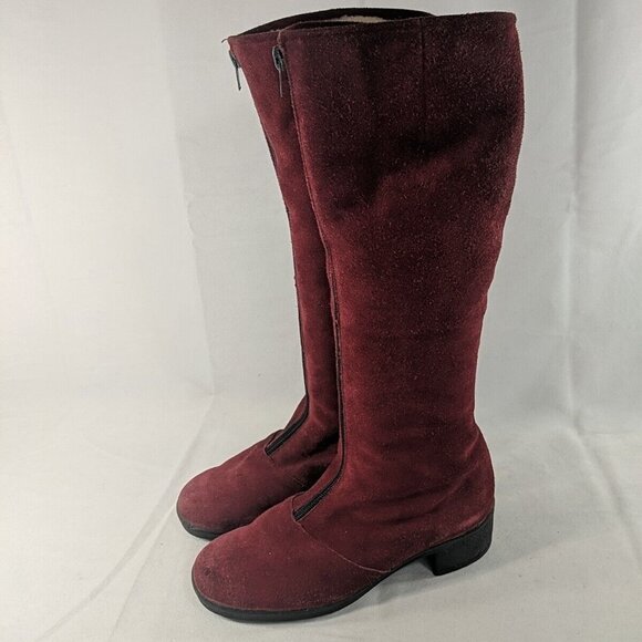 Morlands Red Suede Tall Leather Boots Waterproof Sheepskin England 8718 Fits 8 - Picture 1 of 16
